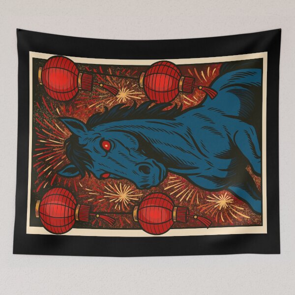 Item preview, Blucifer with Red Lanterns and Fireworks designed and sold by Ghost on Toast.
