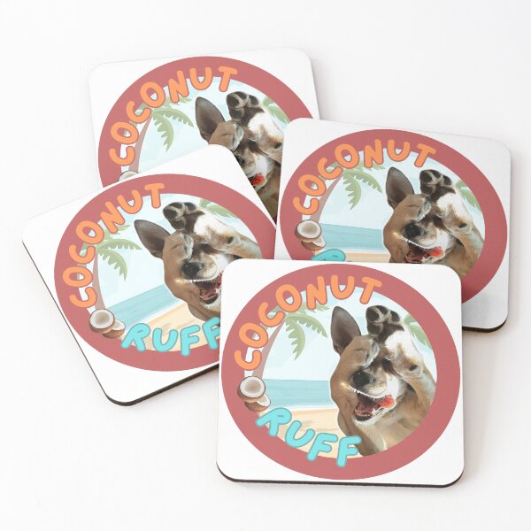 Item preview, Coconut Ruff – Sunset Vibes | Cute Tropical Dog Sticker designed and sold by myamcartypants.