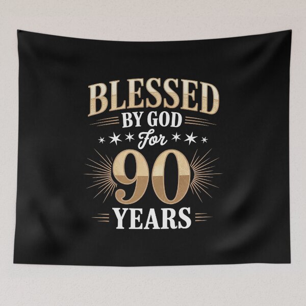 Item preview, Blessed by God for 90 years Happy 90th Birthday designed and sold by FortuneFull.