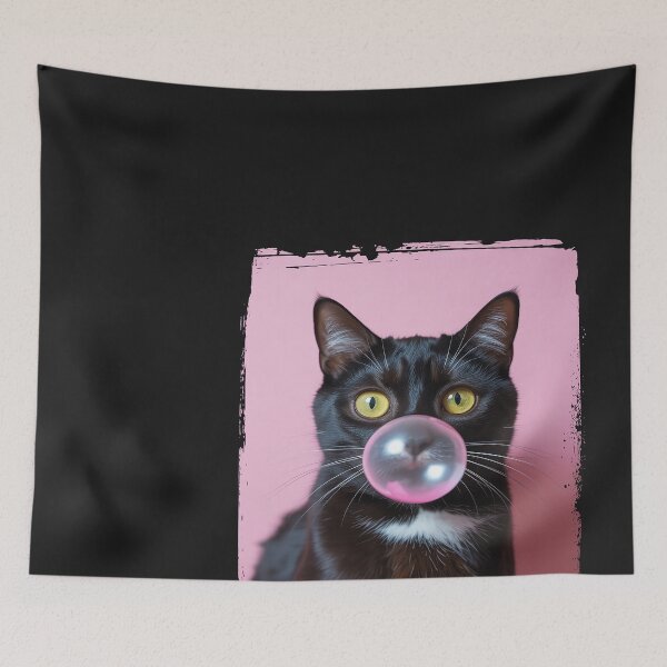 Item preview, Black Cat Chewing Pink Bubble Gum designed and sold by Bstilablhot.