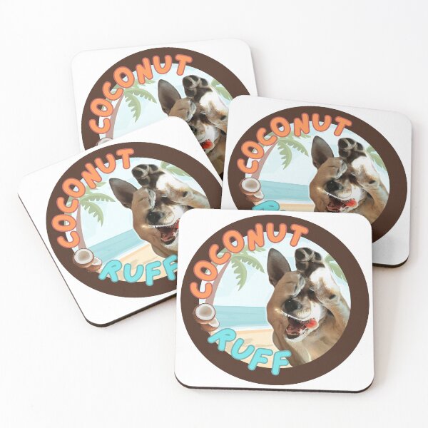 Item preview, Coconut Ruff – Funny Tropical Dog Sticker designed and sold by myamcartypants.