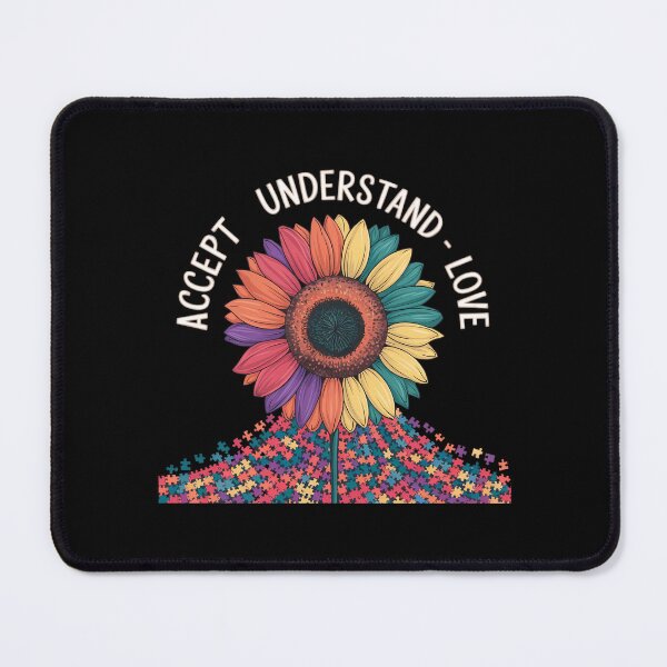 Item preview, Autism Awareness Accept Understand Love ASD Rainbow Flower designed and sold by AsteriskDatBArt.