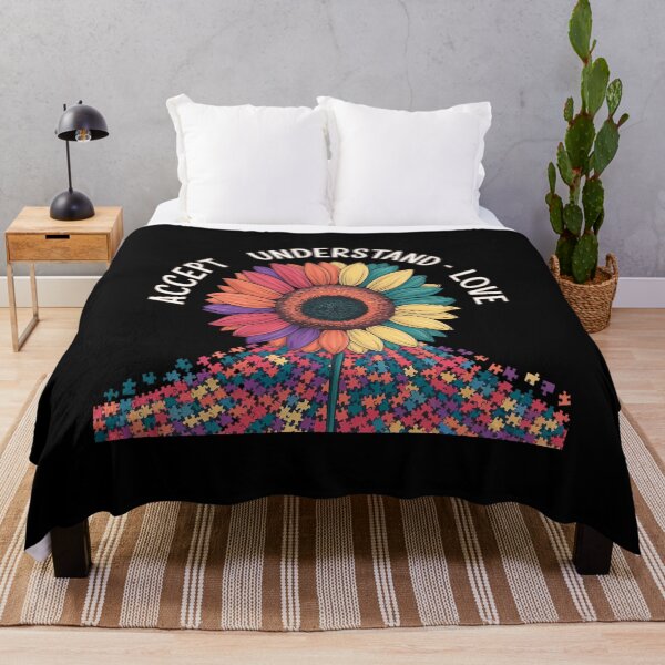 Item preview, Autism Awareness Accept Understand Love ASD Rainbow Flower designed and sold by AsteriskDatBArt.
