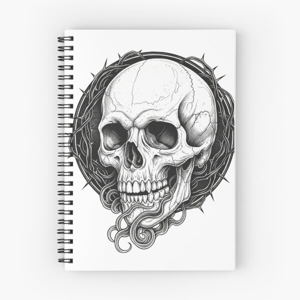 Item preview, Ilustración realista de tatuaje de calavera de arte oscuro designed and sold by lamabream.