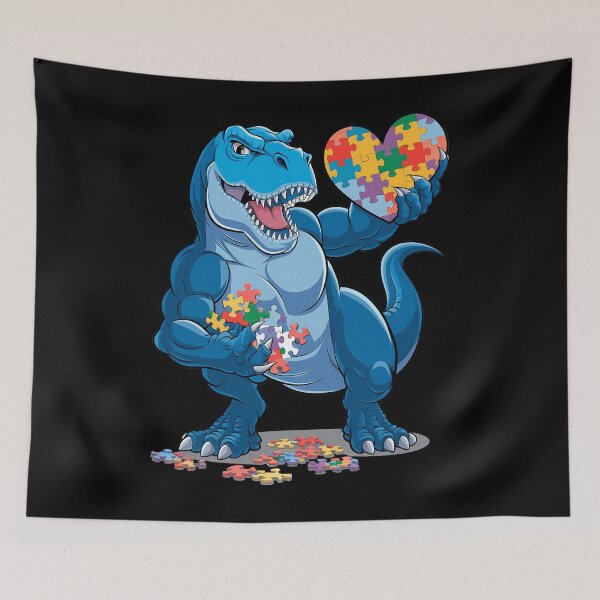 Item preview, Autism Awareness Dinosaur T-Rex Heart designed and sold by AsteriskDatBArt.