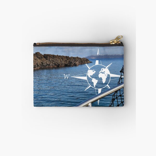 Item preview, Sailing the Caldera, Santorini, Greece with world compass illustration designed and sold by CHASAcreative.