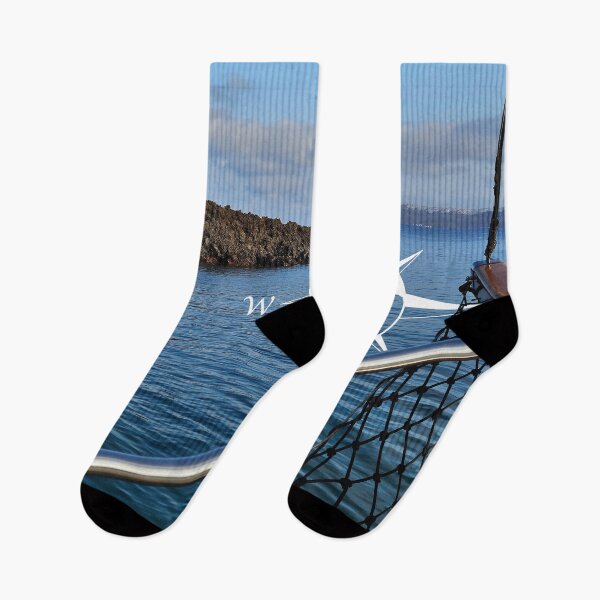 Item preview, Sailing the Caldera, Santorini, Greece with world compass illustration designed and sold by CHASAcreative.