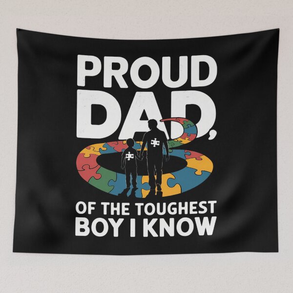 Item preview, Autism Awareness PROUD DAD OF THE TOUGHEST BOY I KNOW designed and sold by AsteriskDatBArt.