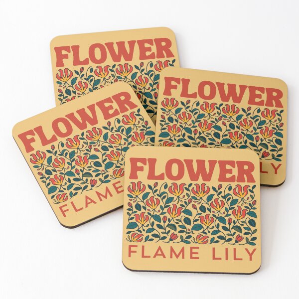 Item preview, FLAME LILY — Retro Folk-Art Flower Pattern Typography designed and sold by MvuuStudio.