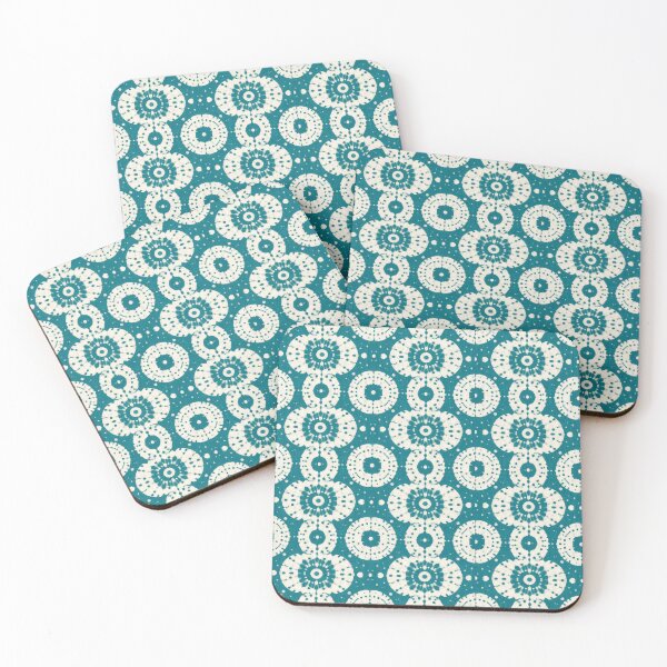 Item preview, Teal Shibori Circle Pattern • Japanese Dye-Resist Art • Modern Indigo-Style Geometric Design designed and sold by baheeya.