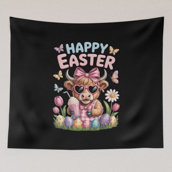 Item preview, Happy Easter Day Highland Cow Cute Easter Bunny  designed and sold by VENOM0RIOT.