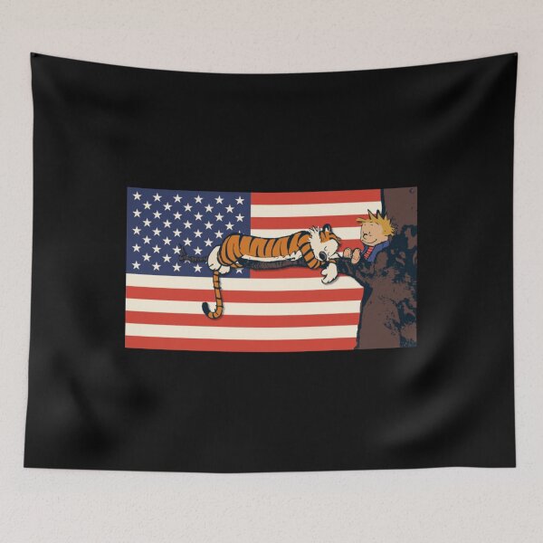Item preview, Calvin and Hobbes in front of the American Flag  designed and sold by dawemorelyr.