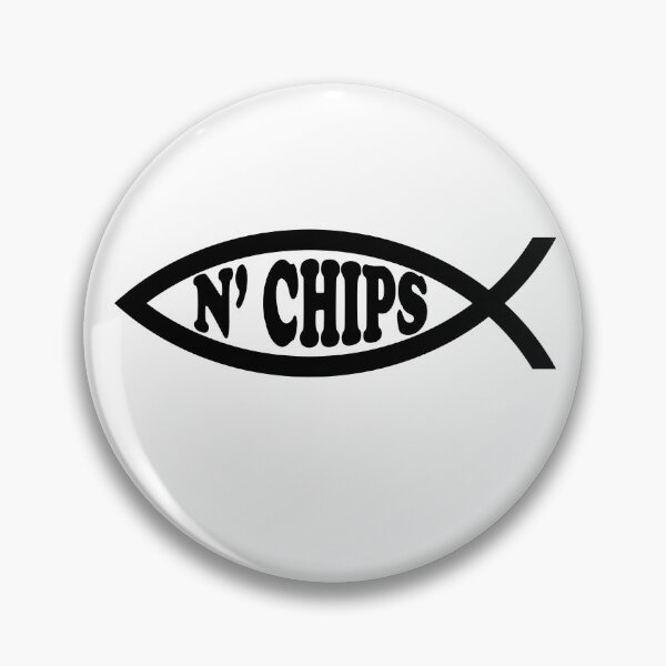 Item preview, Funny Nerdy Fish N' Chips Symbol Skeptic Black Text designed and sold by MathWare MathClips.