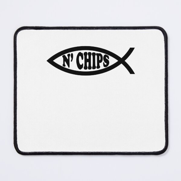Item preview, Funny Nerdy Fish N' Chips Symbol Skeptic Black Text designed and sold by MathWare MathClips.