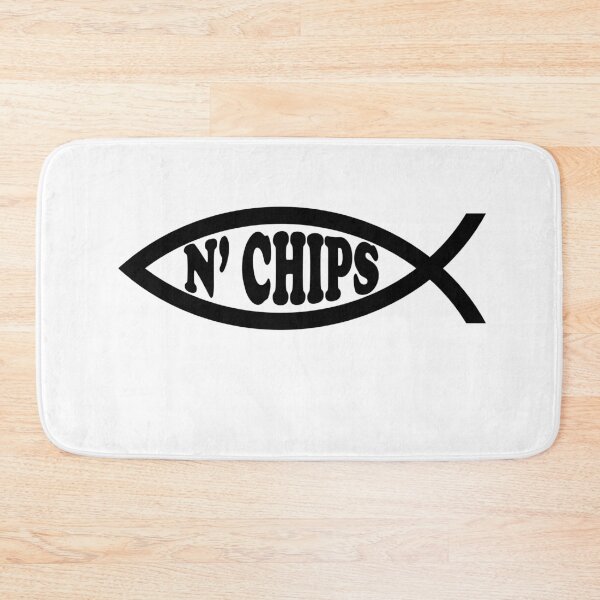 Item preview, Funny Nerdy Fish N' Chips Symbol Skeptic Black Text designed and sold by MathWare MathClips.