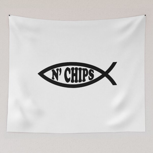 Item preview, Funny Nerdy Fish N' Chips Symbol Skeptic Black Text designed and sold by MathWare MathClips.