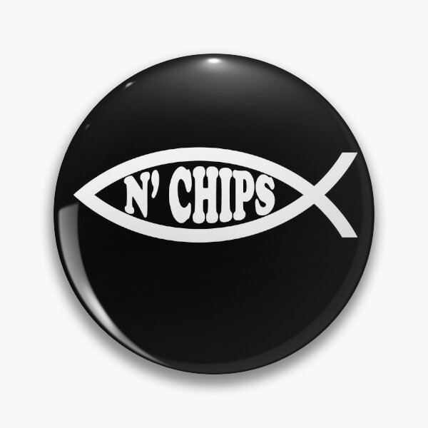 Item preview, Funny Nerdy Fish N' Chips Symbol Skeptic White Text designed and sold by MathWare MathClips.