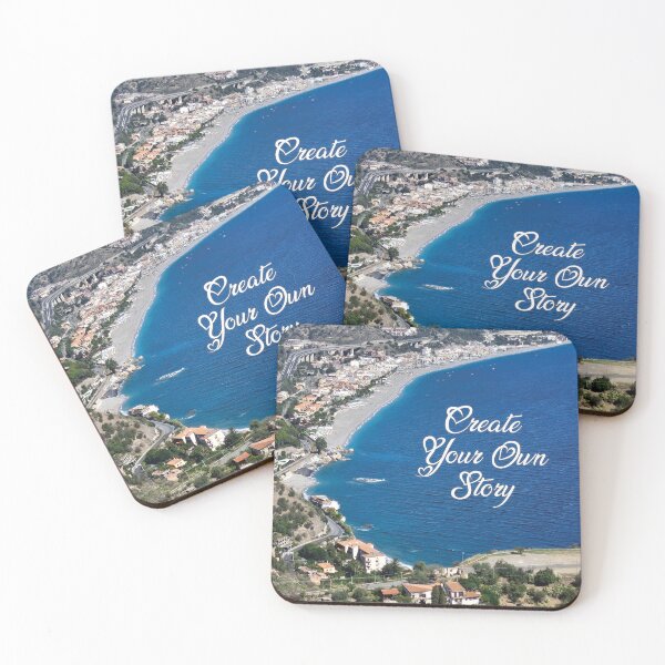 Item preview, Create Your Own Story...Taormina, Sicily, Italy...View from above of the beach and beautiful blue water designed and sold by CHASAcreative.