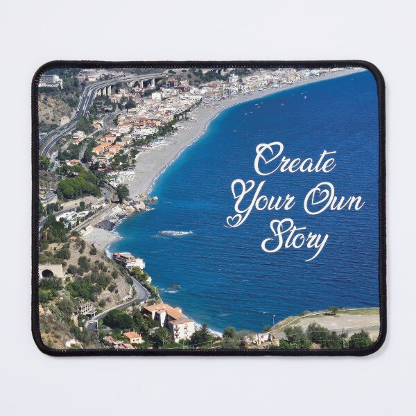 Item preview, Create Your Own Story...Taormina, Sicily, Italy...View from above of the beach and beautiful blue water designed and sold by CHASAcreative.