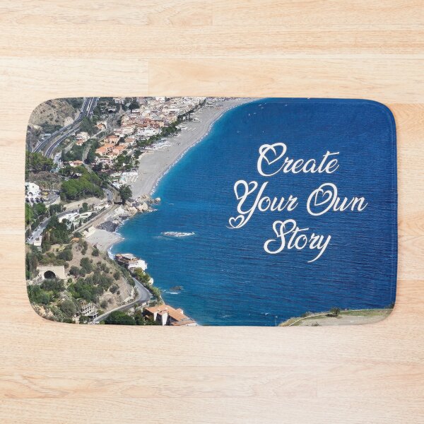 Item preview, Create Your Own Story...Taormina, Sicily, Italy...View from above of the beach and beautiful blue water designed and sold by CHASAcreative.