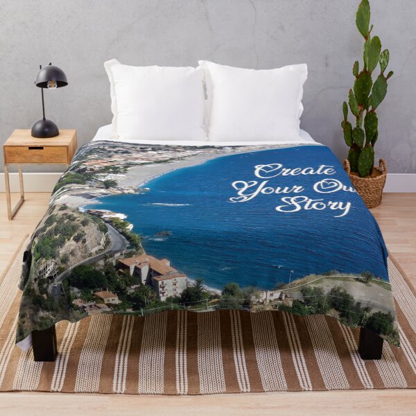 Item preview, Create Your Own Story...Taormina, Sicily, Italy...View from above of the beach and beautiful blue water designed and sold by CHASAcreative.