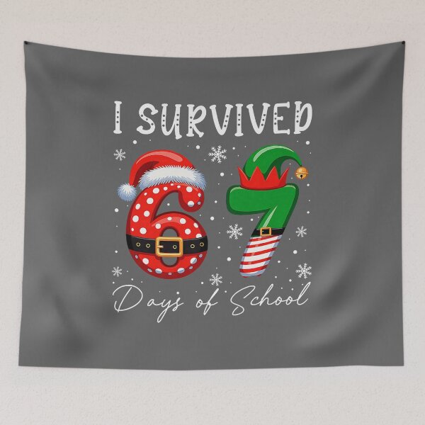 Item preview, I Survived 67 Day of School Funny 67 Xmas Santa Elf Hat Meme designed and sold by KristineLi.