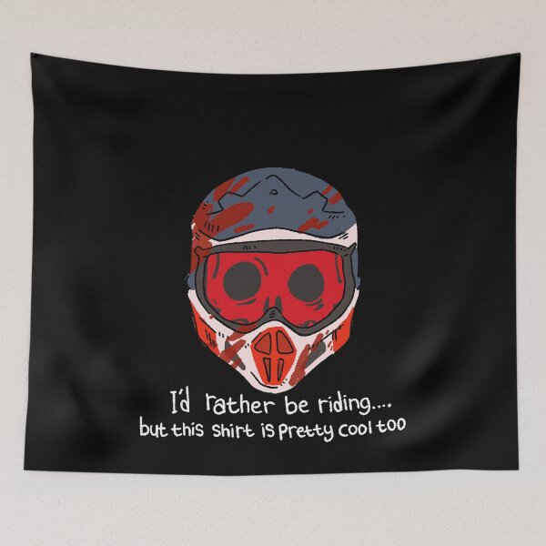 Item preview, "I'd Rather Be Riding" Funny Motocross Skull - Dirt Bike Lover Gift - White designed and sold by RNASstuff.