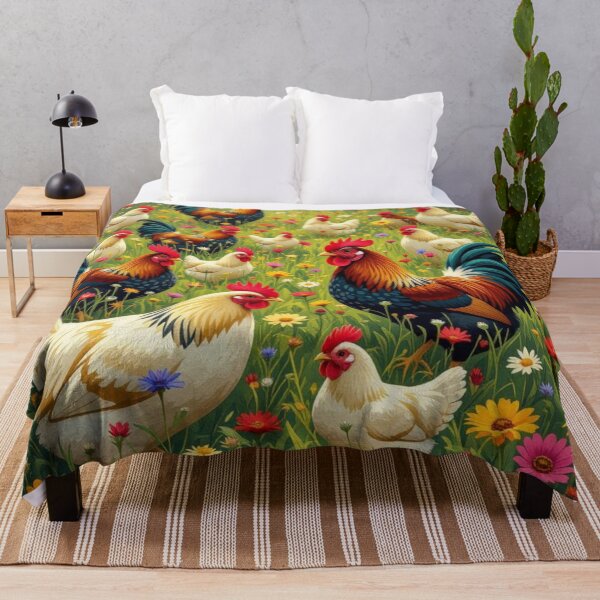 Item preview, Chickens in a Flowering Meadow designed and sold by purplesensation.