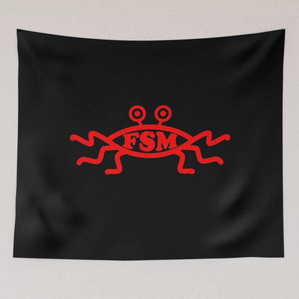 Item preview, Funny Nerdy Flying Spaghetti Monster FSM Symbol Skeptic Red Text designed and sold by MathWare MathClips.