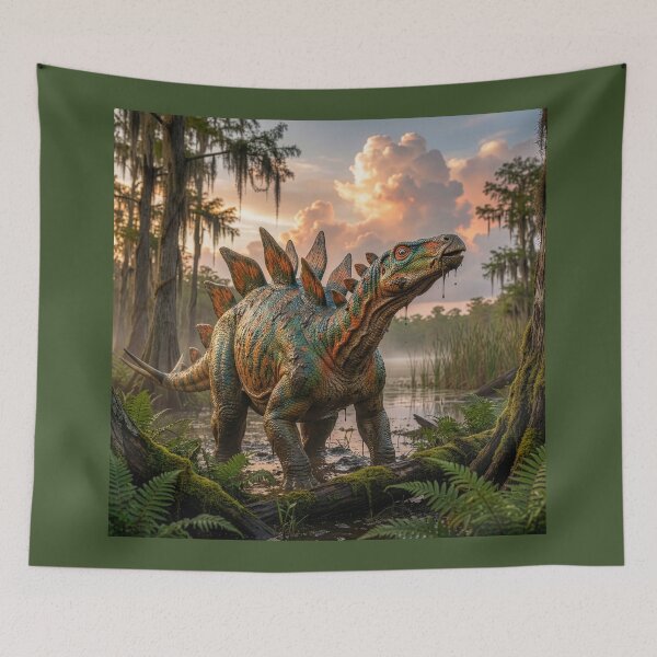 Item preview, Colorful Dinosaur: Stegosaurus Surprised in Coastal Swamp designed and sold by Tridentulus.