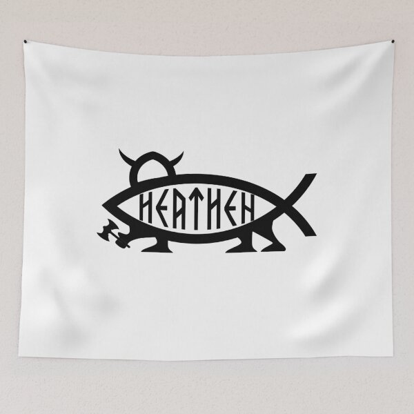 Item preview, Funny Nerdy Heathen Fish with Legs Symbol Skeptic Black Text designed and sold by MathWare MathClips.