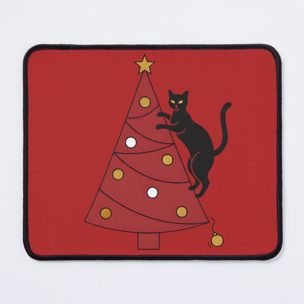 Item preview, Black Cat Climbing Christmas Tree Graphic designed and sold by SillyPawsStudio.