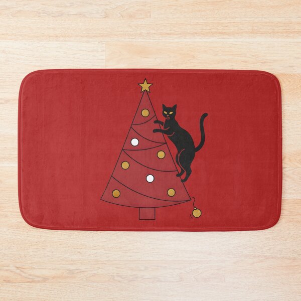 Item preview, Black Cat Climbing Christmas Tree Graphic designed and sold by SillyPawsStudio.