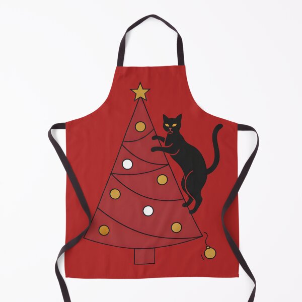 Item preview, Black Cat Climbing Christmas Tree Graphic designed and sold by SillyPawsStudio.