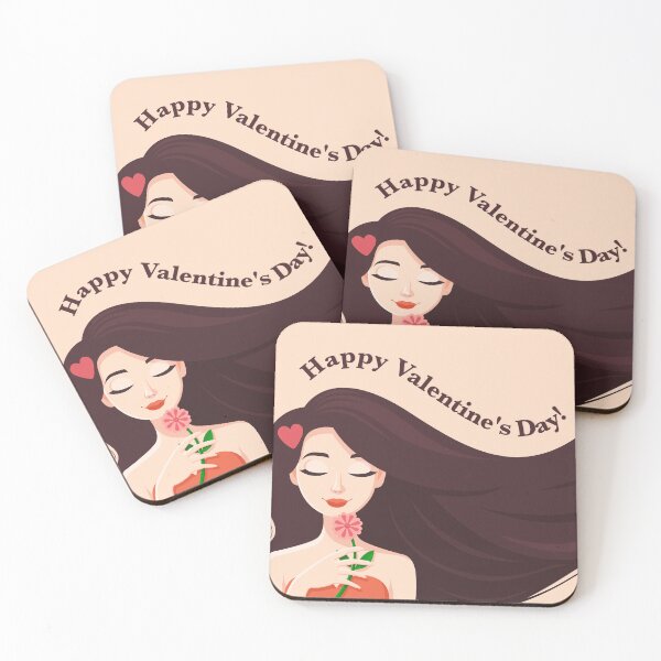 Item preview, Happy Valentine’s Day Romantic Woman Illustration with Flower designed and sold by JoelmaQ.
