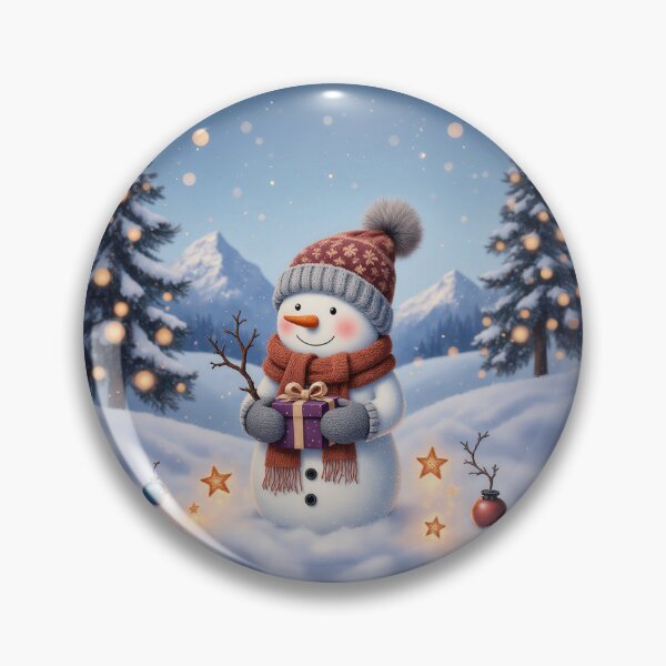 Item preview, Snowy Gift Bearer – Whimsical Snowman Winter Art Print designed and sold by Whimsical Hug.