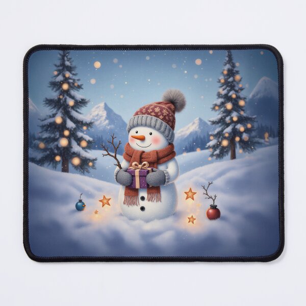 Item preview, Snowy Gift Bearer – Whimsical Snowman Winter Art Print designed and sold by Whimsical Hug.