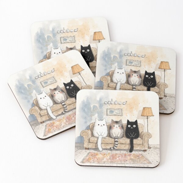 Item preview, Cozy Sofa Friends – Whimsical Cat & Hedgehog Art Print designed and sold by Whimsical Hug.