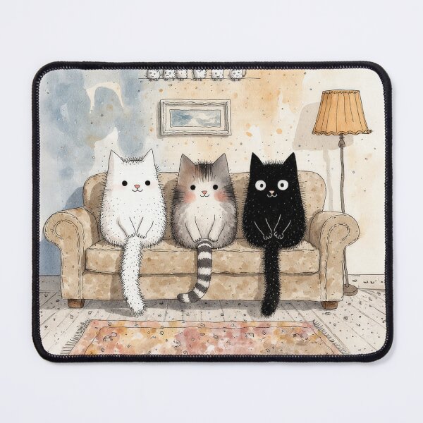 Artikelvorschau, Gemütliche Sofafreunde – Verspielter Kunstdruck mit Katze und Igel entworfen und verkauft von Whimsical Hug.