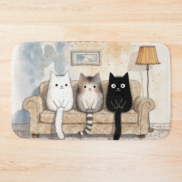Artikelvorschau, Gemütliche Sofafreunde – Verspielter Kunstdruck mit Katze und Igel entworfen und verkauft von Whimsical Hug.