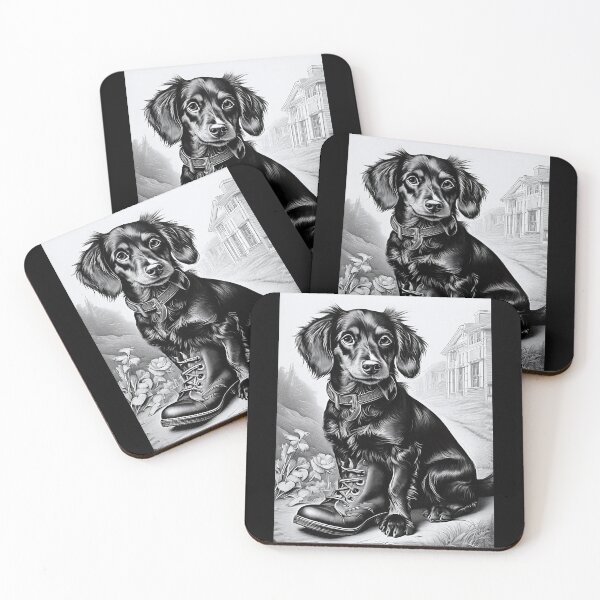Item preview, Dachshund with leather shoe black and white designed and sold by Mianku | Für das Leben.