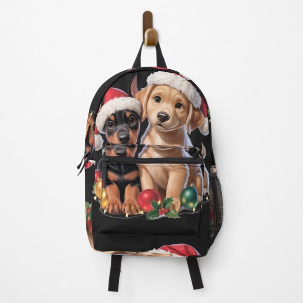 Item preview, Cute Christmas Puppies in Santa Hats – Festive Dog Illustration Holiday T-Shirt & Sticker designed and sold by ZyxDes.
