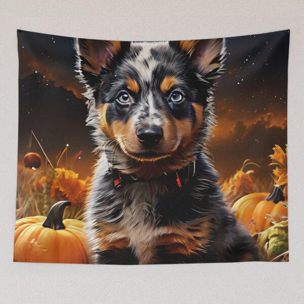 Item preview, Puppy in a pumpkin patch, autumn magic designed and sold by Mianku | Für das Leben.