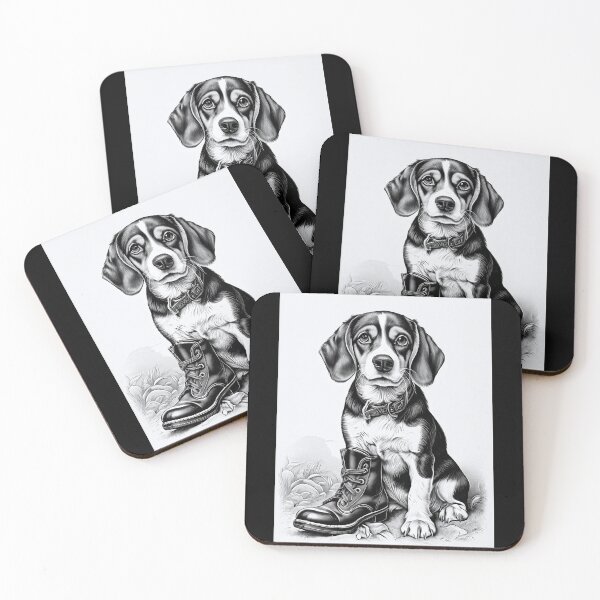 Item preview, Beagle with leather shoe black white designed and sold by Mianku | Für das Leben.