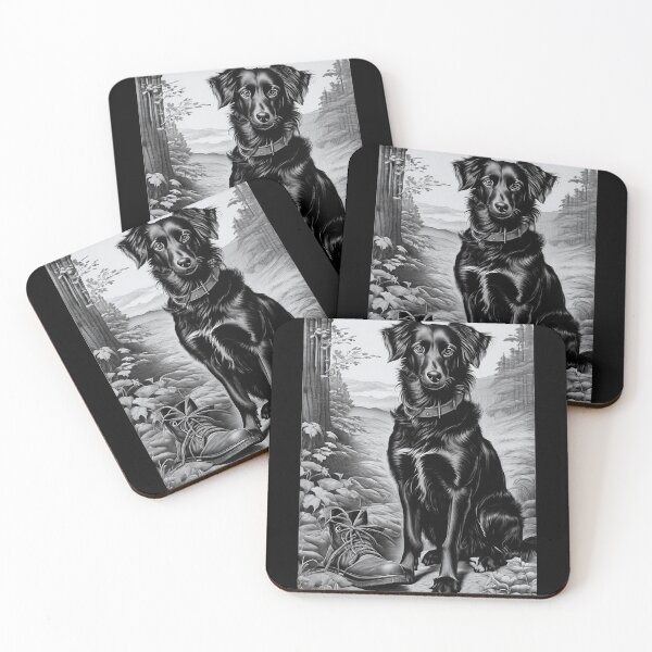 Item preview, Black dog on hiking trail, monochrome designed and sold by Mianku | Für das Leben.