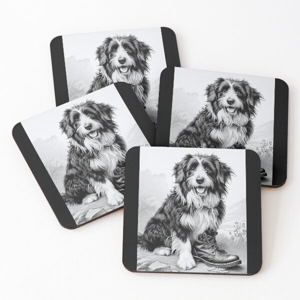 Item preview, Dog with boot, black and white drawing designed and sold by Mianku | Für das Leben.