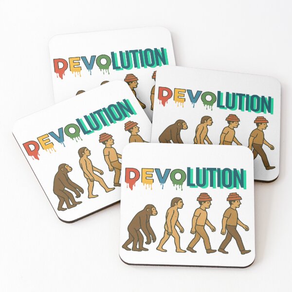 Item preview, Devolution –devo Funny Human Evolution Parody, Society Satire Illustration designed and sold by Passacagliabusra.