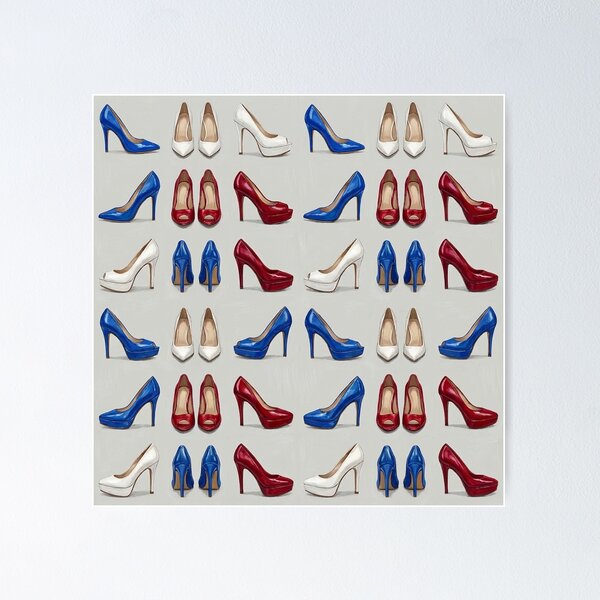 Item preview, Red White and Blue High Heel Shoes Seamless Pattern designed and sold by KiwiRider.