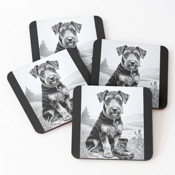 Item preview, Airedale Terrier with leather shoe black and white designed and sold by Mianku | Für das Leben.