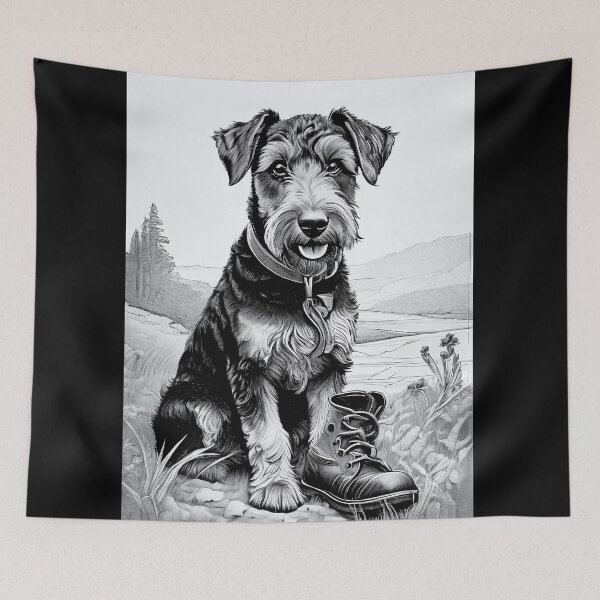 Item preview, Airedale Terrier with leather shoe black and white designed and sold by Mianku | Für das Leben.